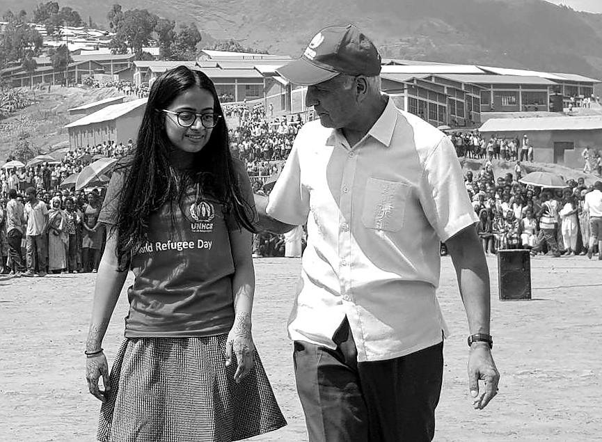 Neysa Sanghavi with Saber Azam at Mahama Refugee Camp